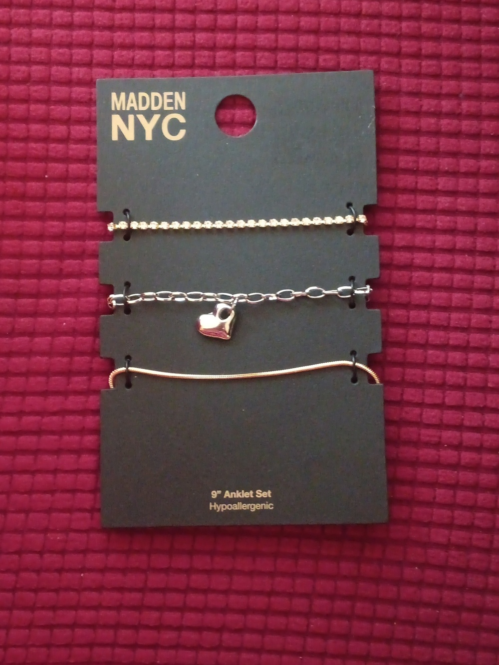 Madden NYC Gold Anklet Set with Heart Charm - Gold